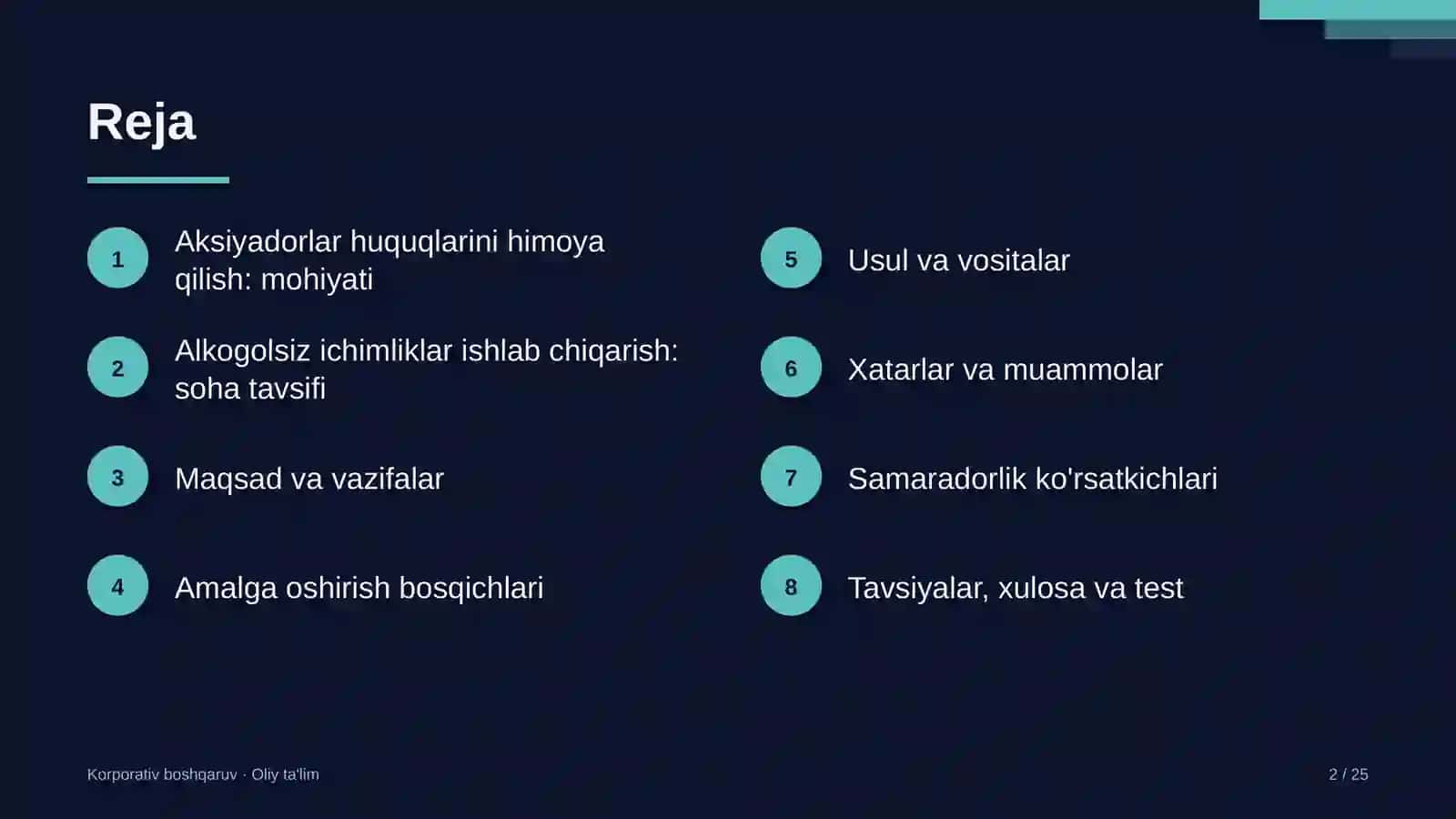 Alkogolsiz ichimliklar ishlab chiqarishda aksiyadorlar huquqlarini himoya qilish 2
