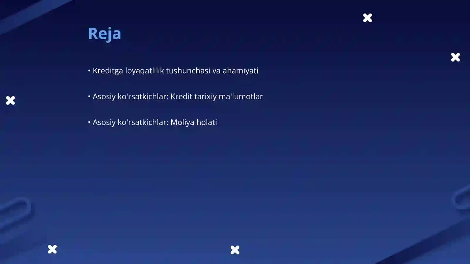 Mijozning kreditga loyaqatliligining asosiy va qoshimcha ko'rsatkichlari 2