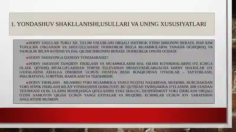 Yondashuvni aniqlash va uning shakllanishi 2