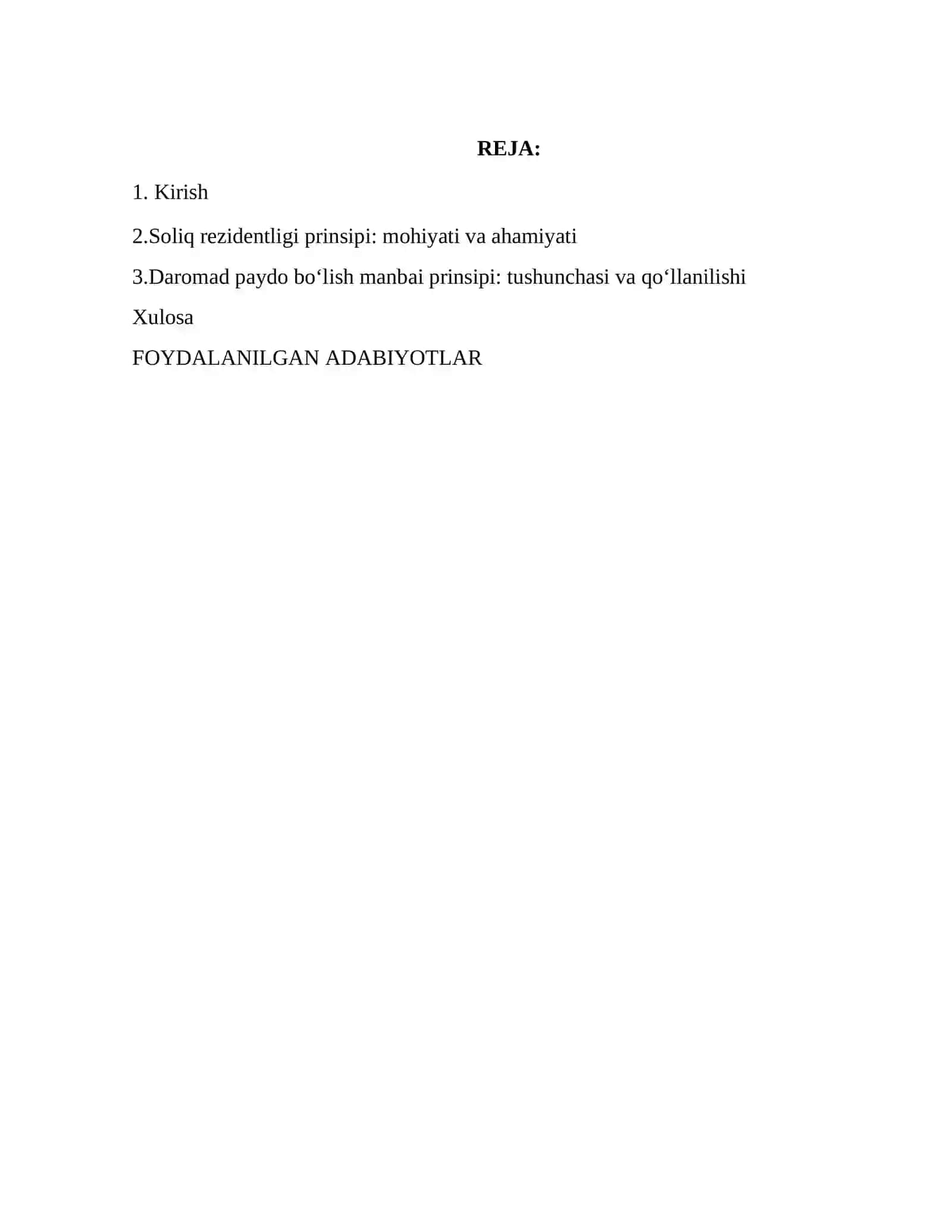 Rezidentlik va daromad paydo bo‘lish manbaida soliq solish prinsiplarining o‘zaro tahlili 2
