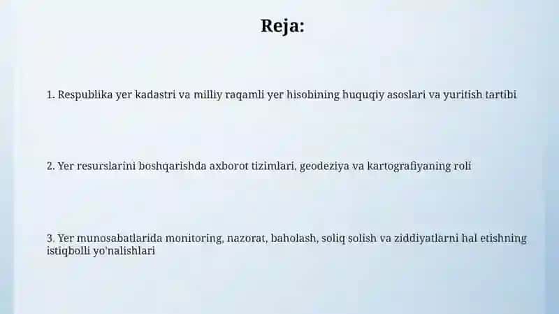 Respublika yer kadastri va milliy raqamli yer hisobi 2