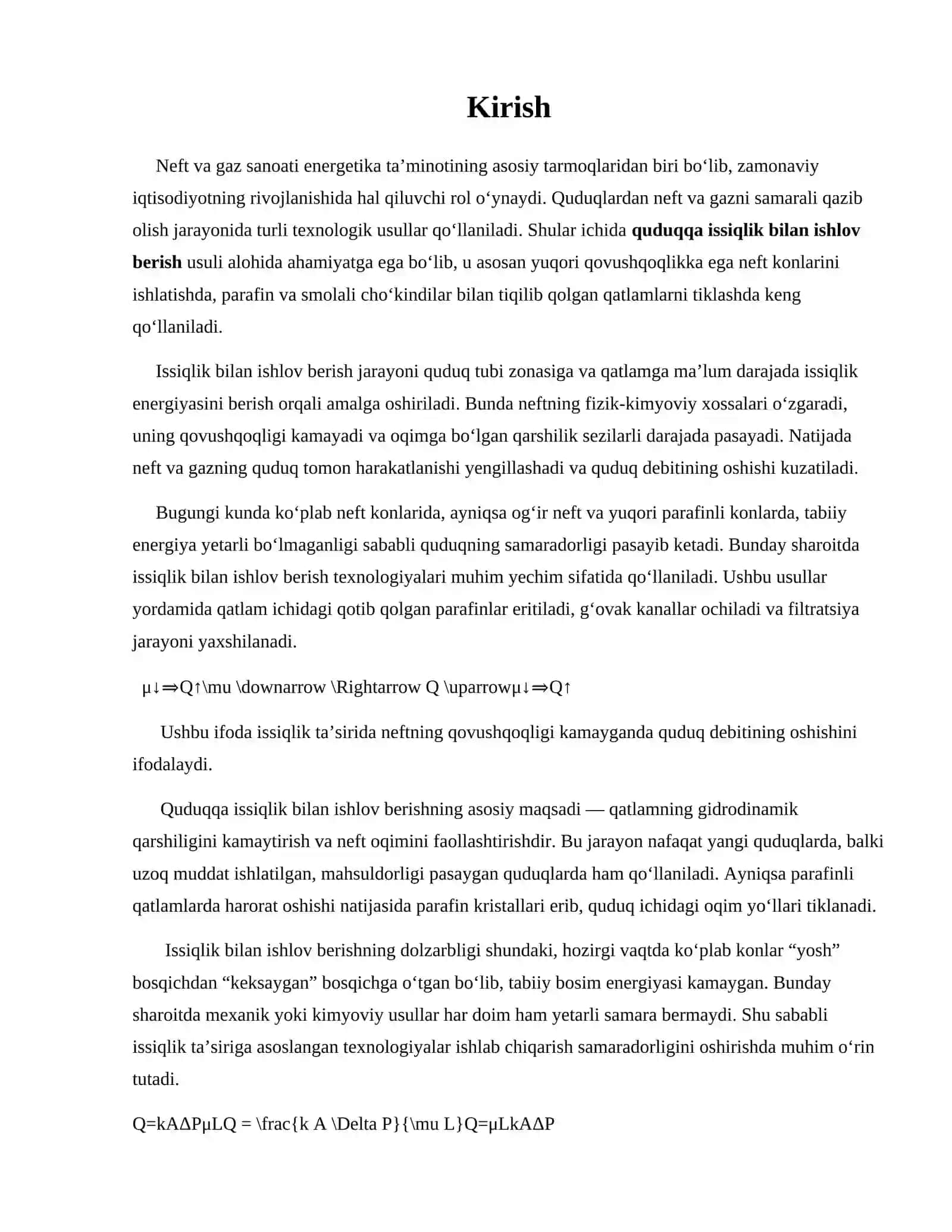 Quduqqa issiqlik bilan ishlov berish 2