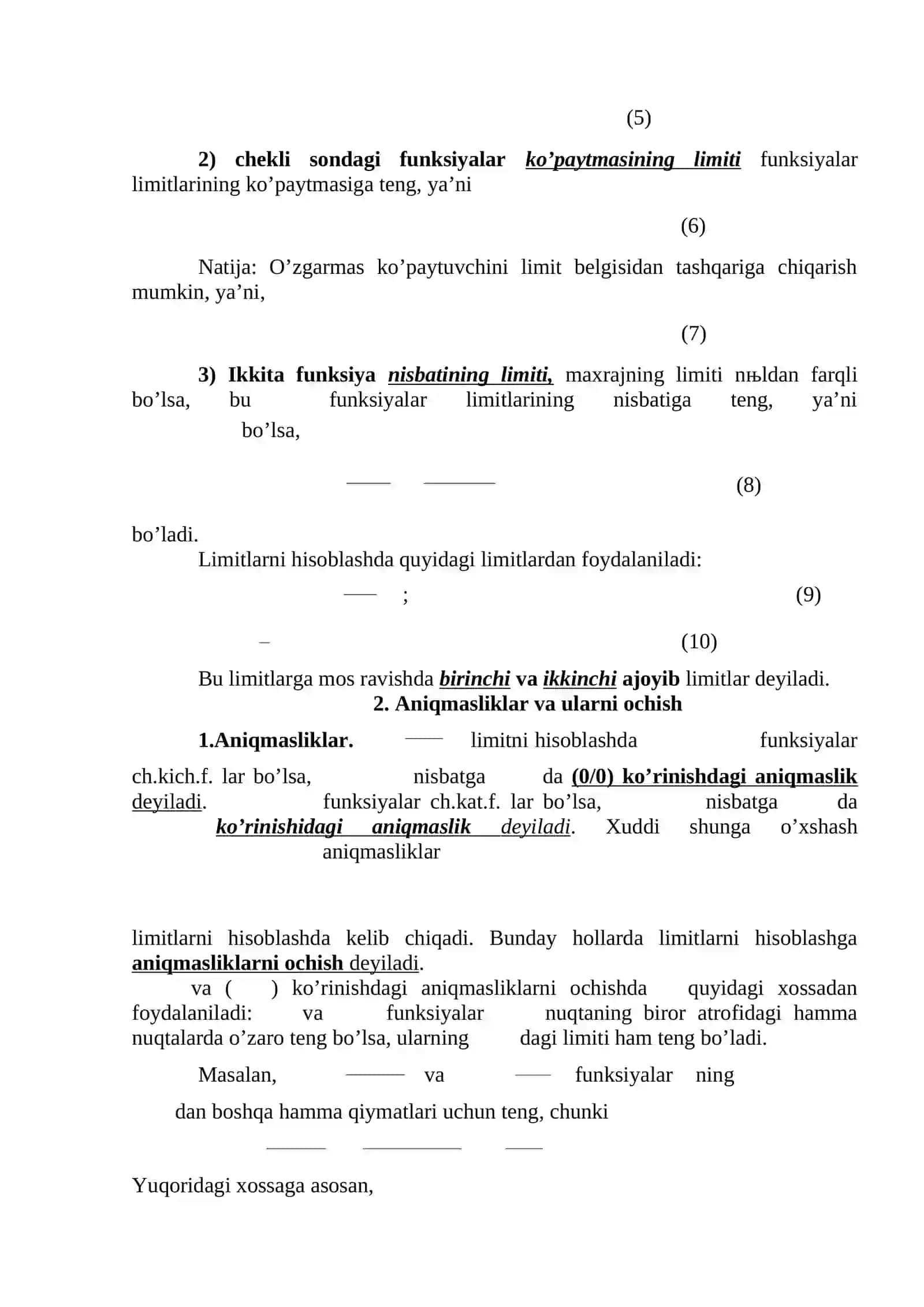 Ajoyib limitlar 2