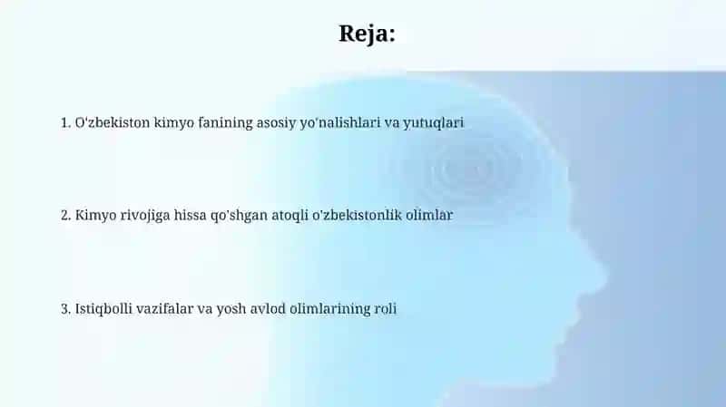 Kimyo fanini rivojlantirishida oʻz hissalarini qoʻshgan Oʻzbekiston respublikasi olimlari 2