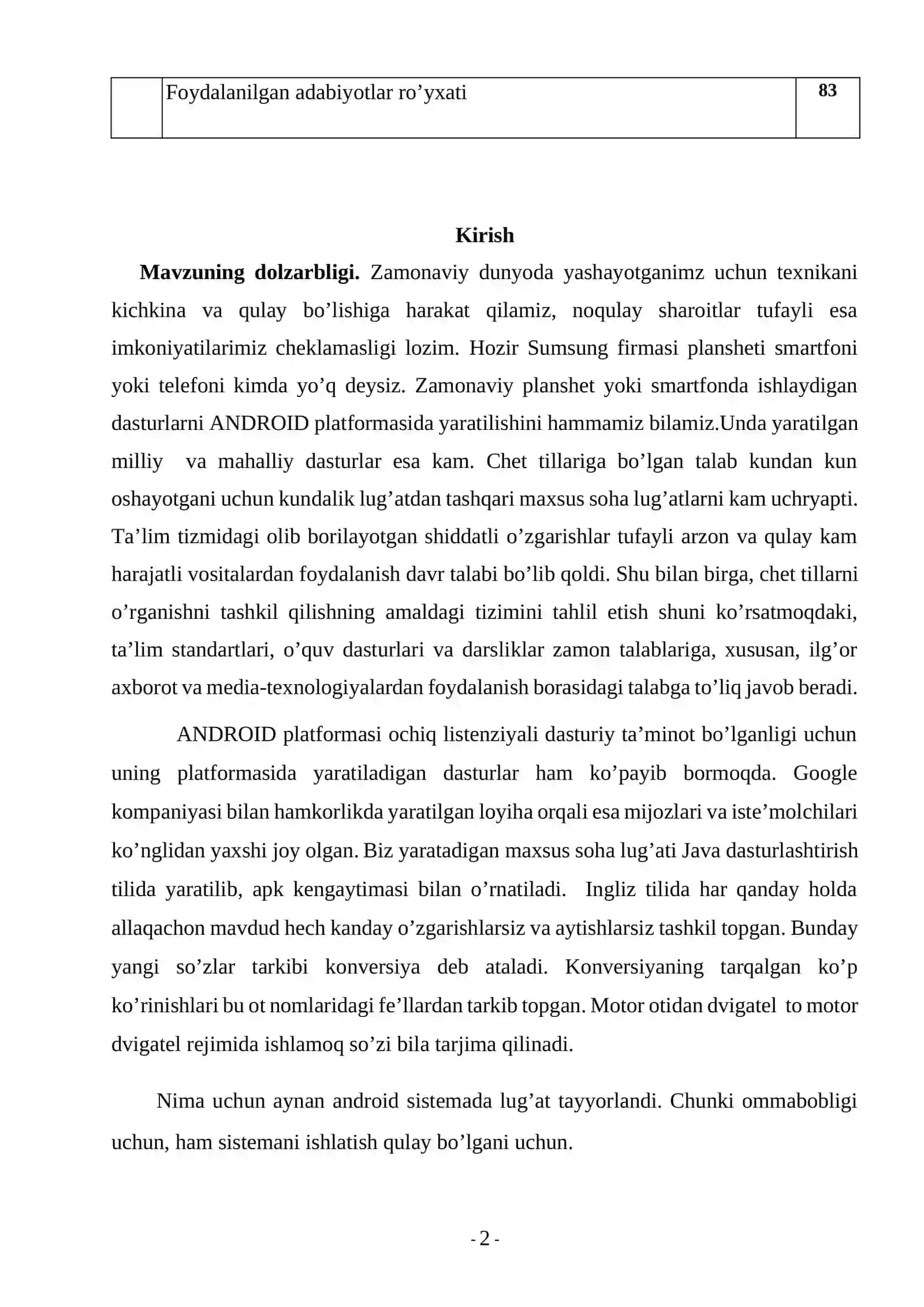 AKT sohasiga oid Ruscha-O’zbekcha-Inglizcha lug’at dasturiy ta’minoti 2