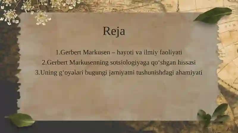Gerbert Markusening sotsiologiyada tutgan oʻrni 2