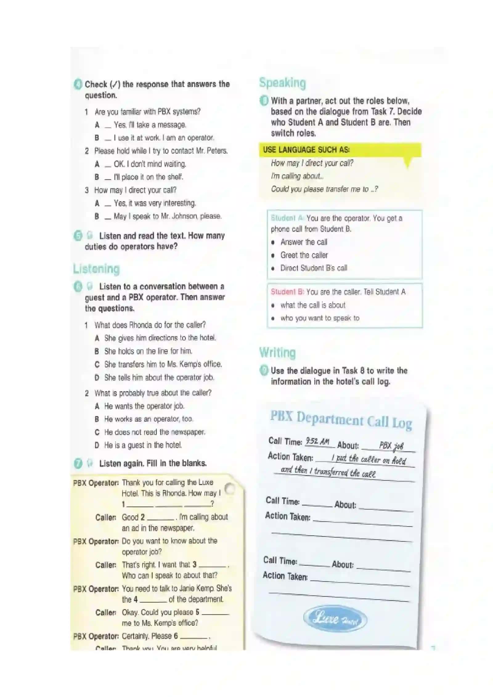 LESSON 6. READING & VOCABULARY: ON THE PHONE/ TRAVEL AND TRANSPORT 2