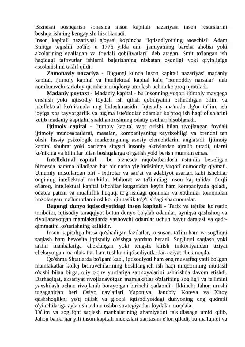 Inson kapitali ishtirokidagi iqtisodiy o'sish.Endogen iqtisodiy o'sish 2