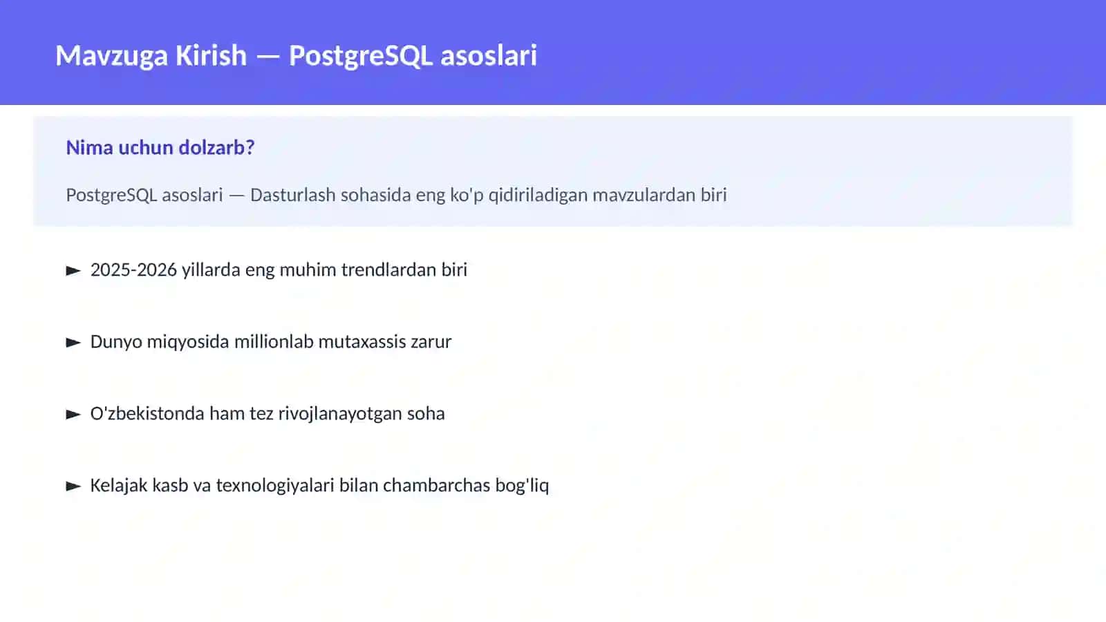 PostgreSQL asoslari 2