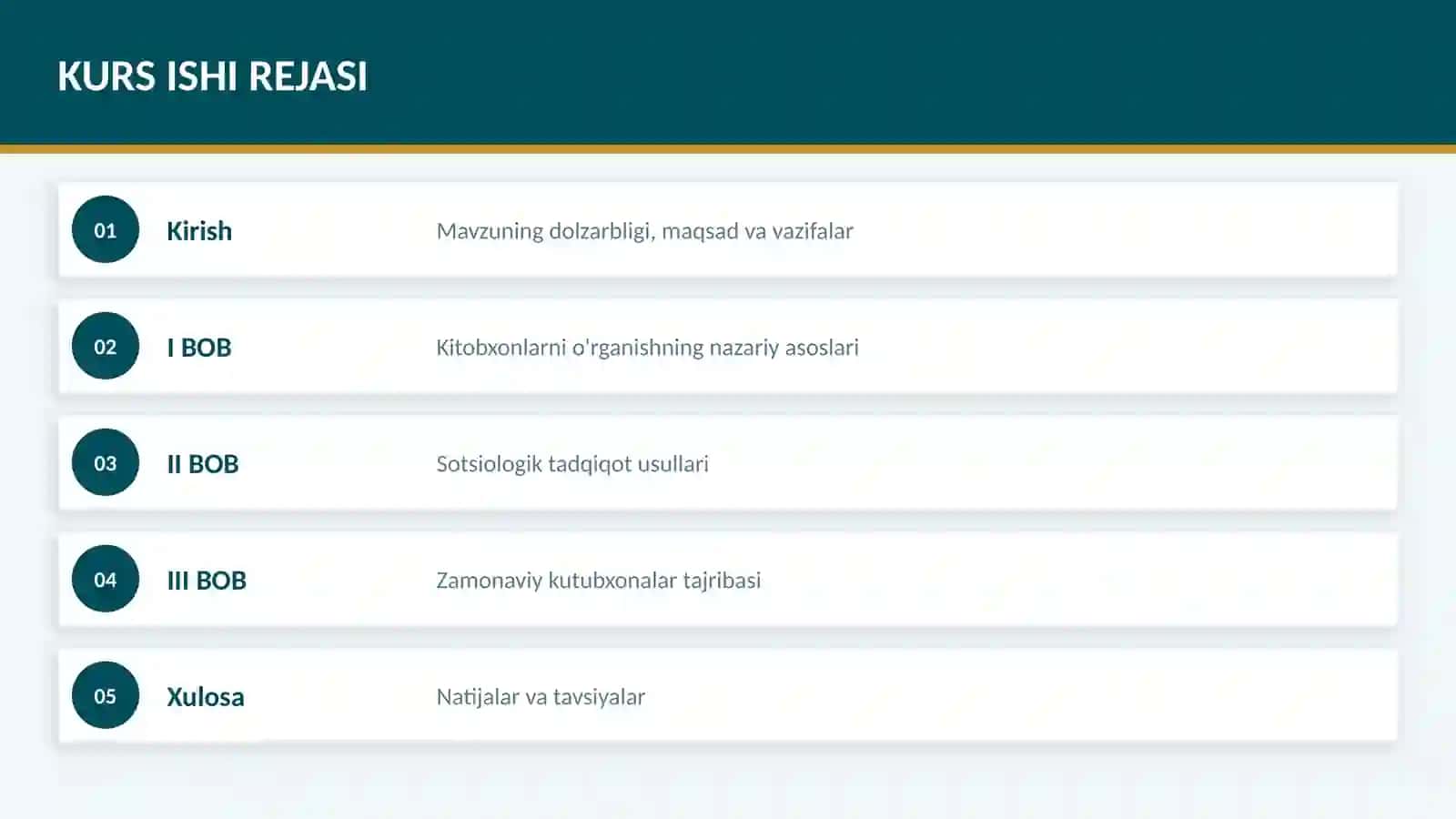KUTUBXONALARDA KITOBXONLARNI O'RGANISH SOHASIDAGI TADQIQOTLAR KURS ISHI 2