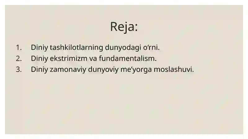 Diniy tashkilotlarning zamonaviy dunyoviy meʼyorlarga moslashuvining ahamiyati 2