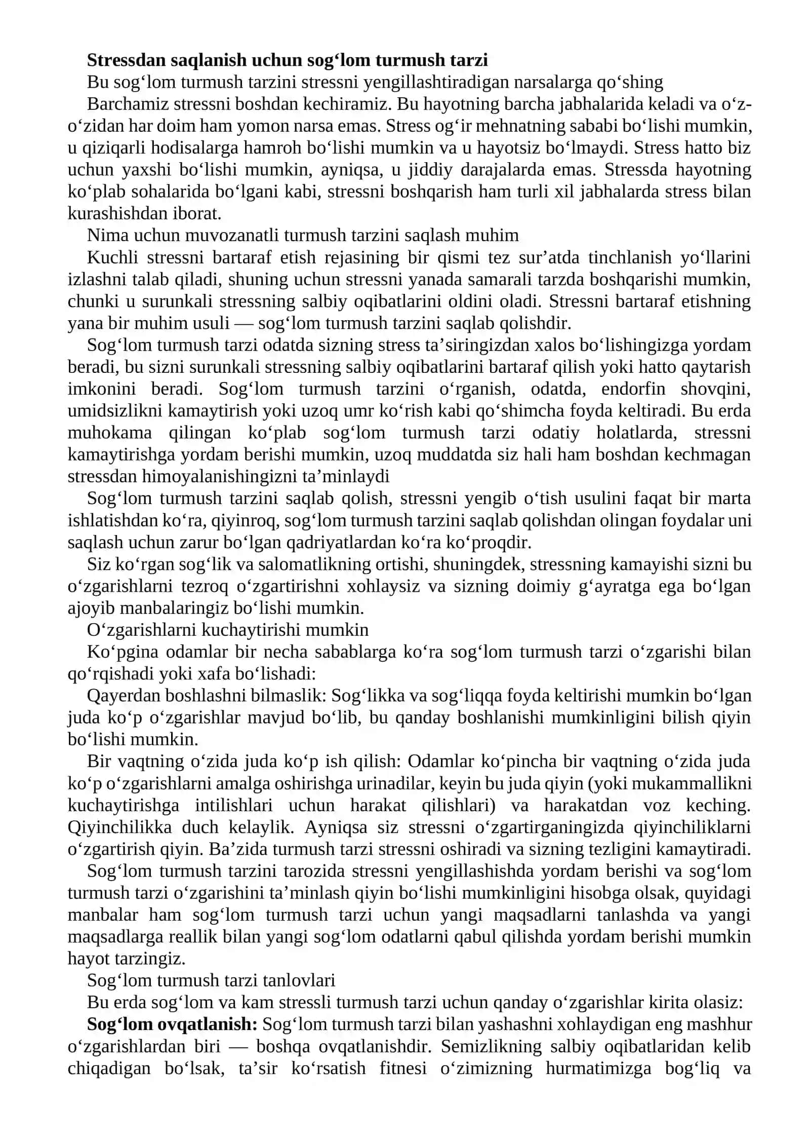 Stressni boshqarish modeli trening dasturi 2