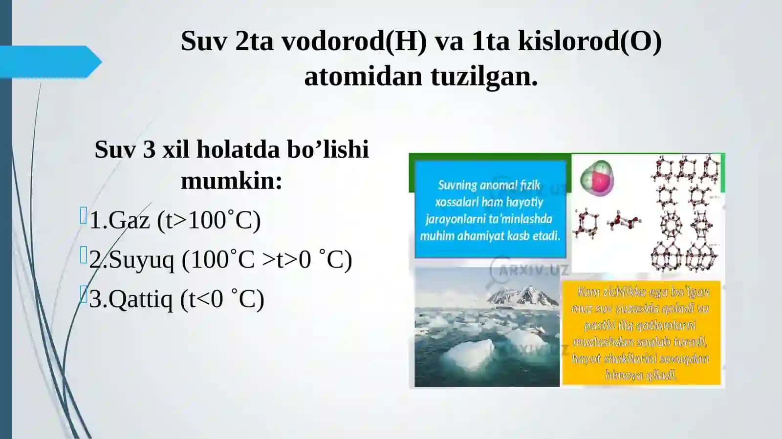 Suvning xossalari 2