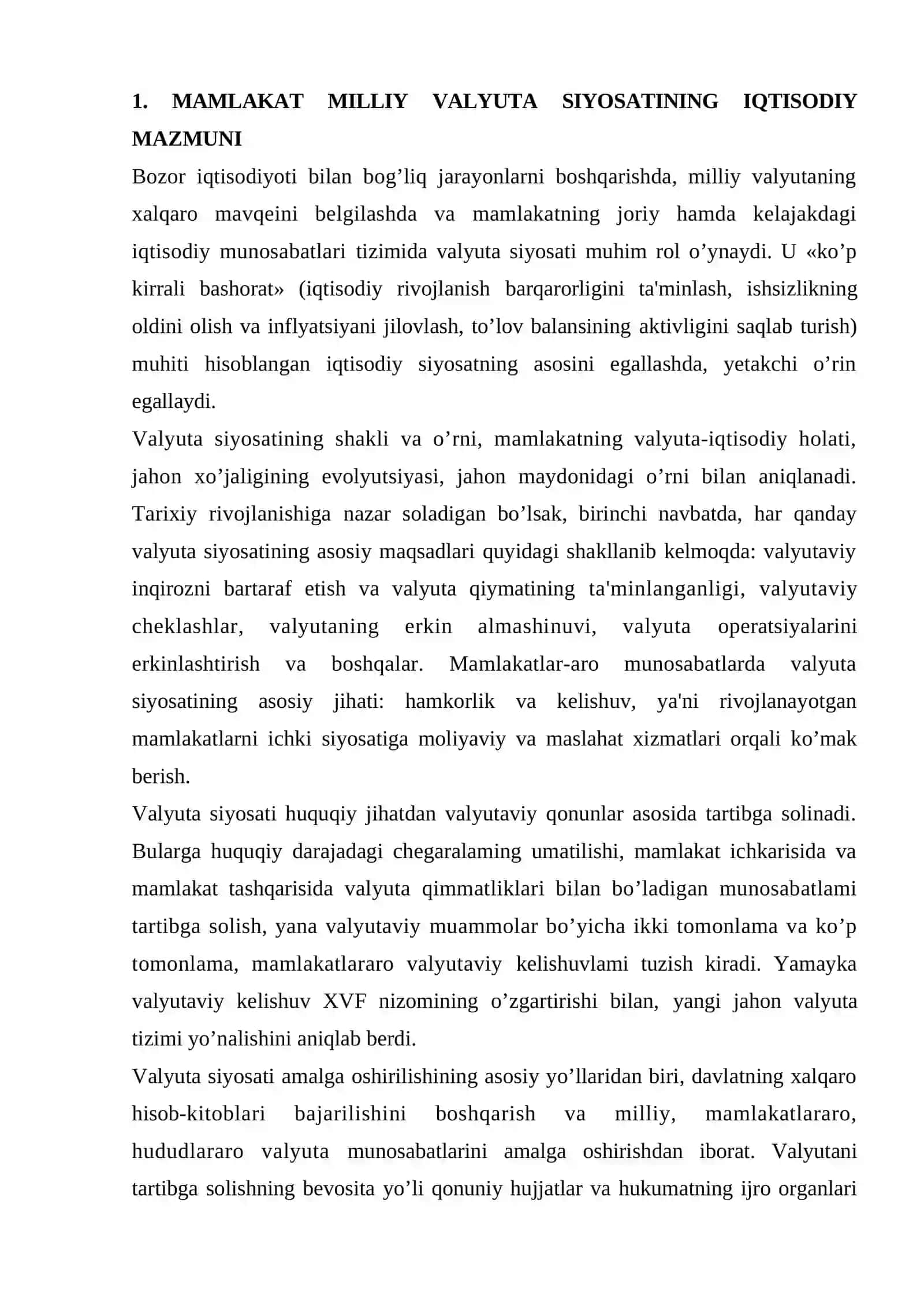 Xalqaro moliya munosabatlarida mamlakat valyuta siyosatining o’rni va ahamiyati 2