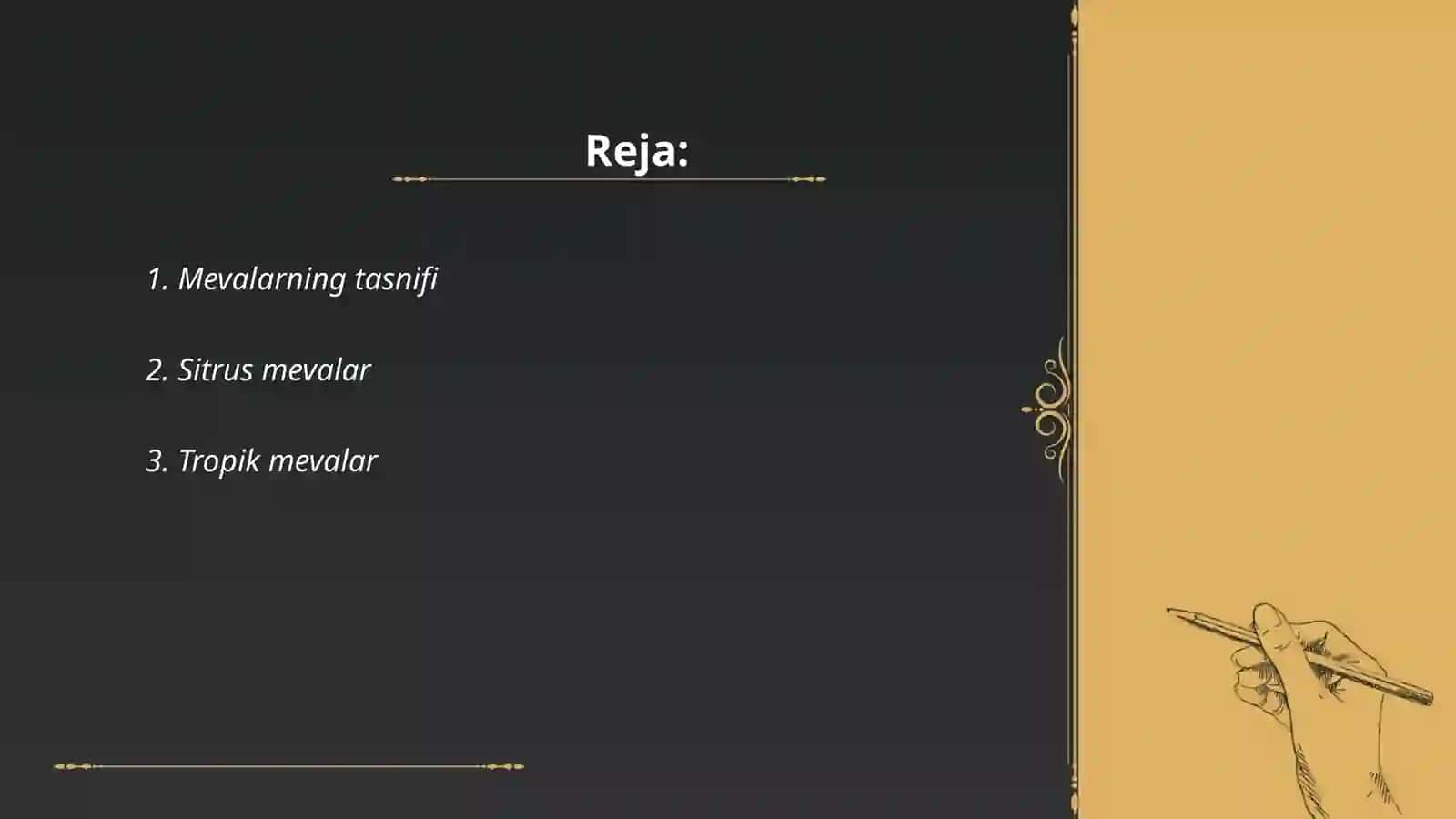 Mevalarning tasnifi 2