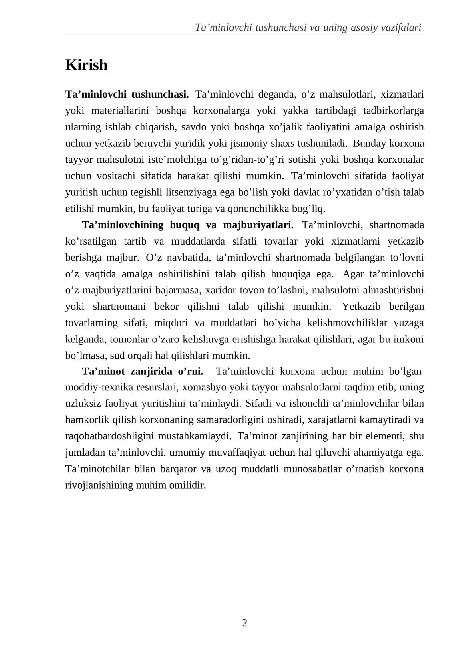 Ta’minlovchilarning iqtisodiyotdagi roli va ahamiyati 2