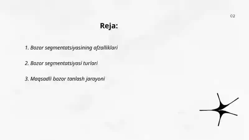 Bozor segmentatsiyasi va maqsadli strategiya 2