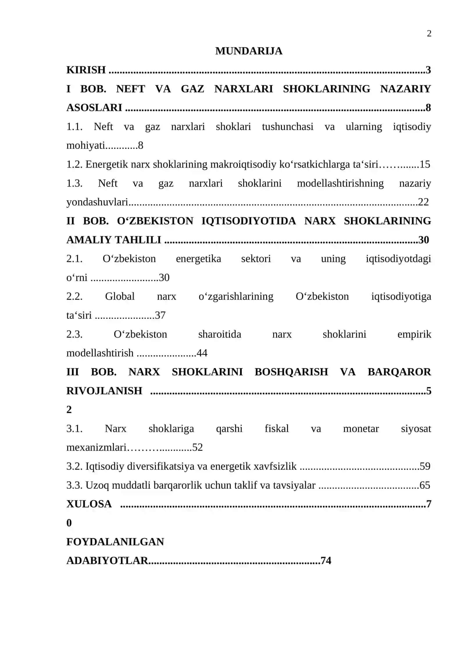 O‘ZBEKISTON IQTISODIYOTIDAGI NEFT VA GAZ NARXLARI SHOKLARINING MODELLARI 2
