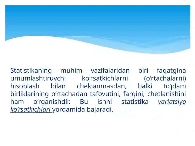 Variatsiya ko‘rsatkichlari va dispersiya tahlilasos 2