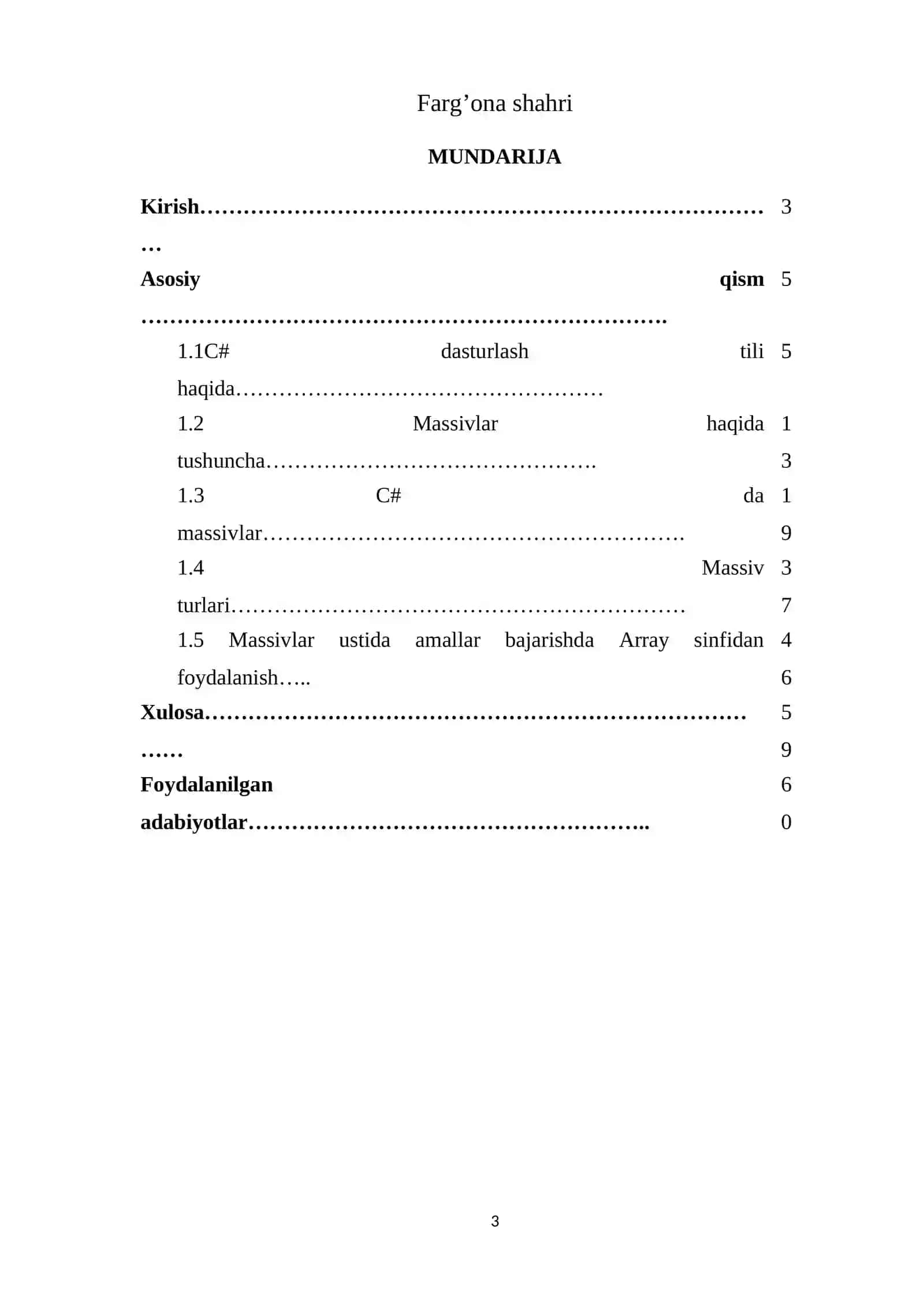 Massivlar ustida amallar bajarishda Array sinfidan foydalanish 2