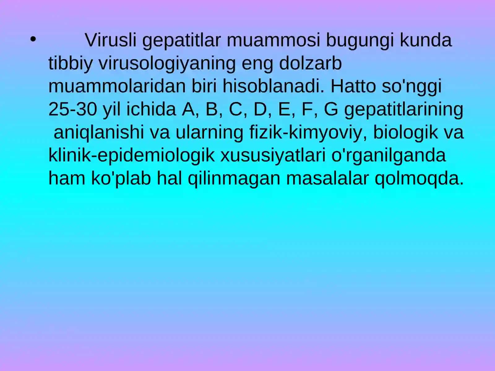 Virusli gepatitlar muammosi 2