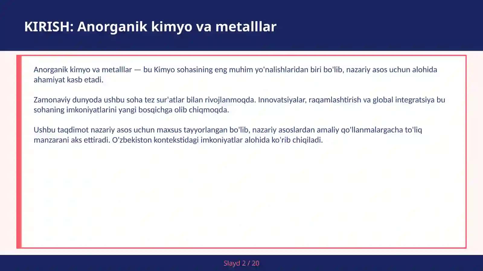 Anorganik kimyo va metalllar 2