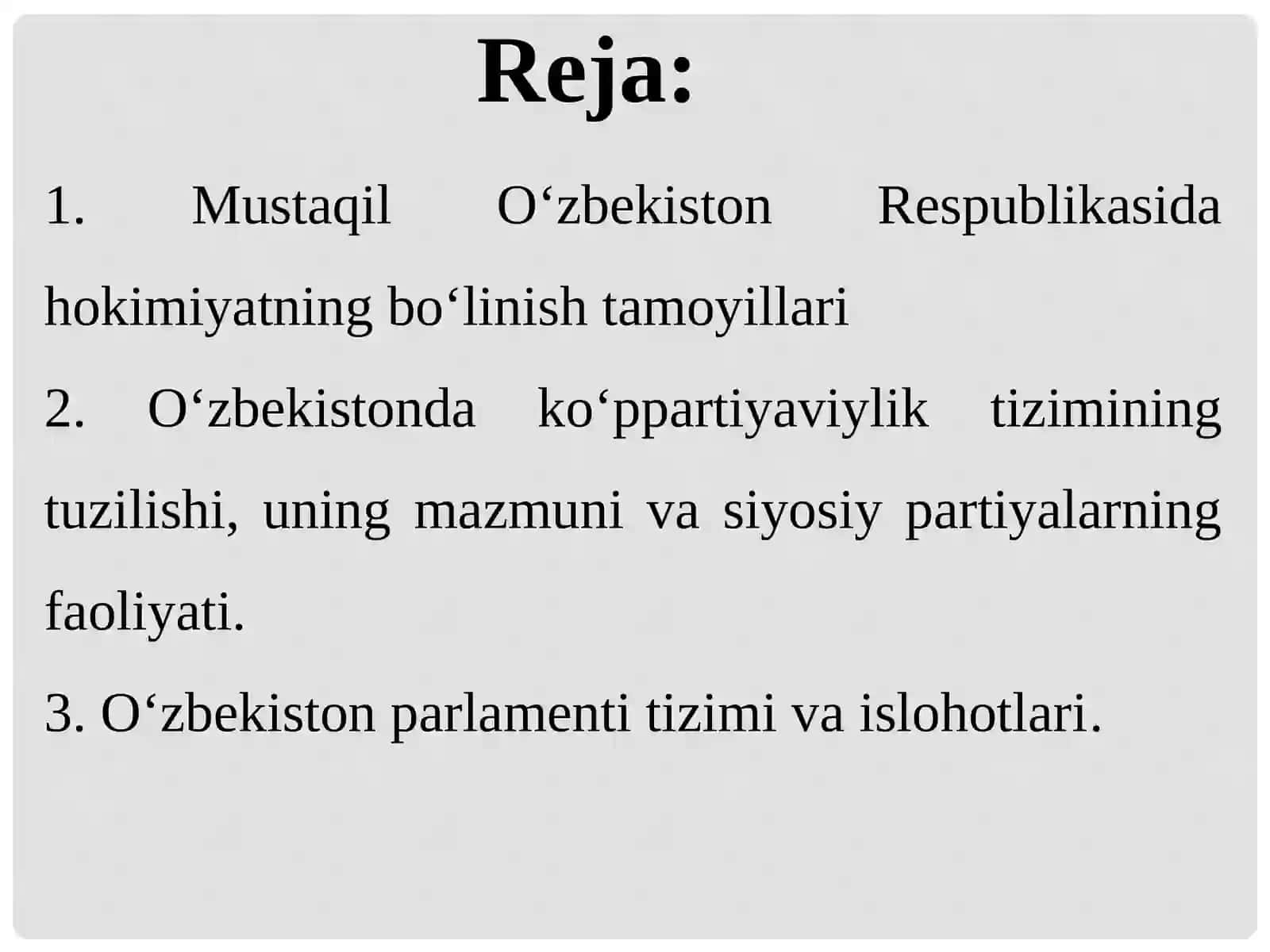 O‘zbekistonda Demokratik, Fuqarolik Jamiyati Asoslarining Shakllanishi, Amalga Oshirilgan Siyosiy Ishlotlar 2