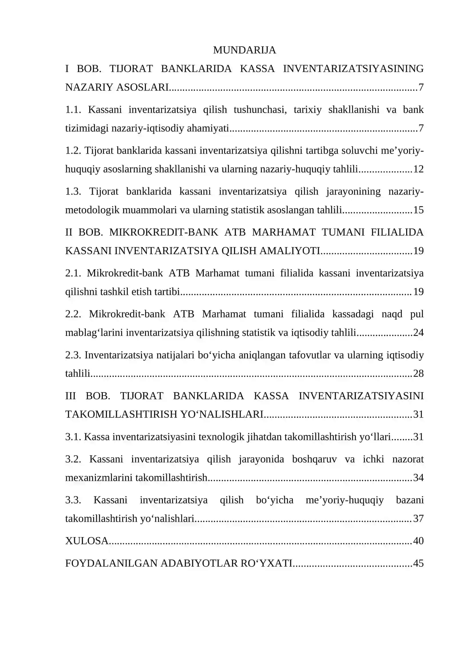 TIJORAT BANKLARIDA KASSANI INVENTARIZATSIYA QILISH TARTIBINI TAKOMILLASHTIRISH MIKROKREDIT-BANK ATB MARHAMAT TUMANI 2