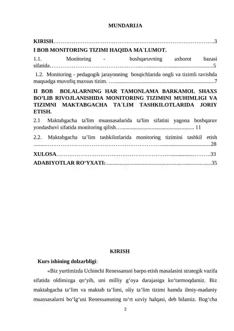 MONITORING TIZIMINI TASHKIL ETISH 2