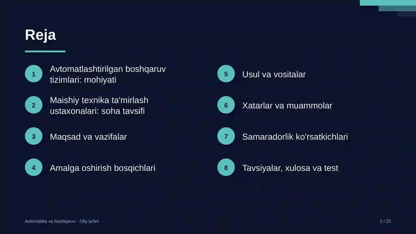 Maishiy texnika ta'mirlash ustaxonalarida avtomatlashtirilgan boshqaruv tizimlarini joriy etish 2