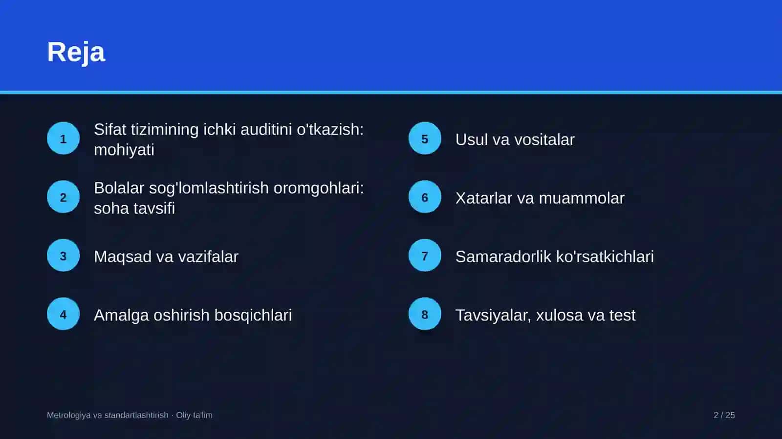 Bolalar sog'lomlashtirish oromgohlarida sifat tizimining ichki auditini o'tkazish 2