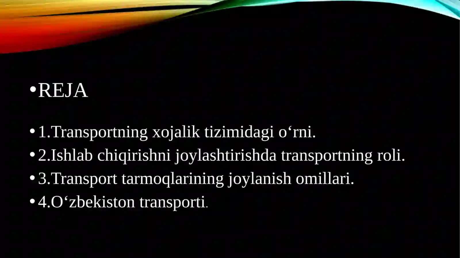 TRANSPORTNI JOYLASHTIRISH REJA 2