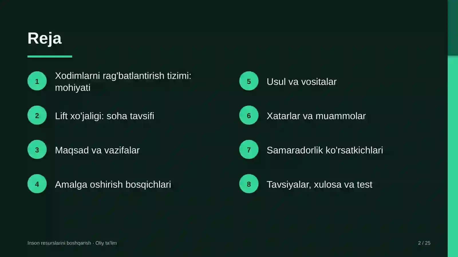 Lift xo'jaligida xodimlarni rag'batlantirish tizimi 2