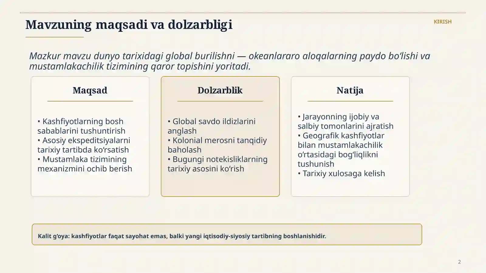 Buyuk geografik kashfiyotlar va mustamlaka tizimining shakllanishi 2