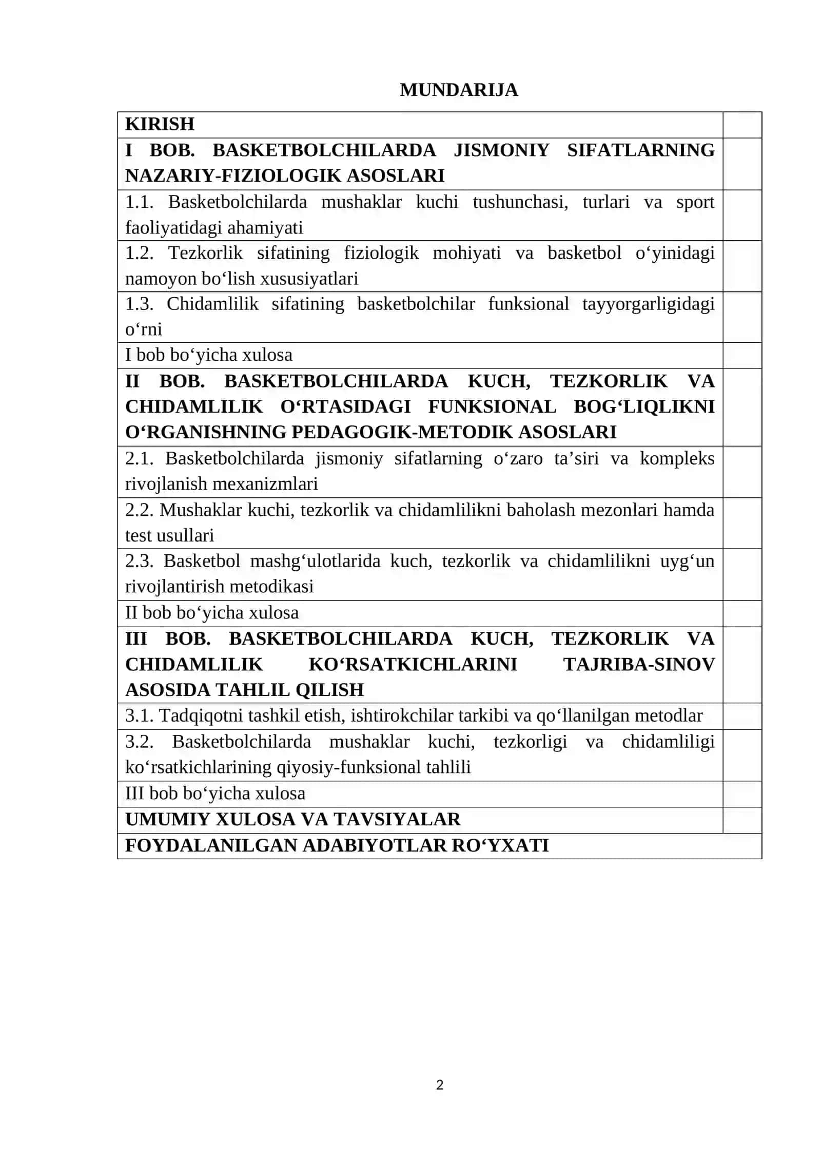 BASKETBOLCHILARDA MUSHAKLAR KUCHI, TEZKORLIGI VA CHIDAMLILIGI O‘RTASIDAGI O‘ZARO BOG‘LIQLIKNING FUNKTSIONAL TAHLILI 2