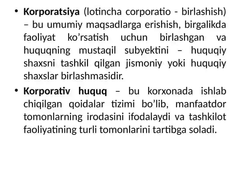 Korporativning munosabatlarning nazariy jihatlari 2