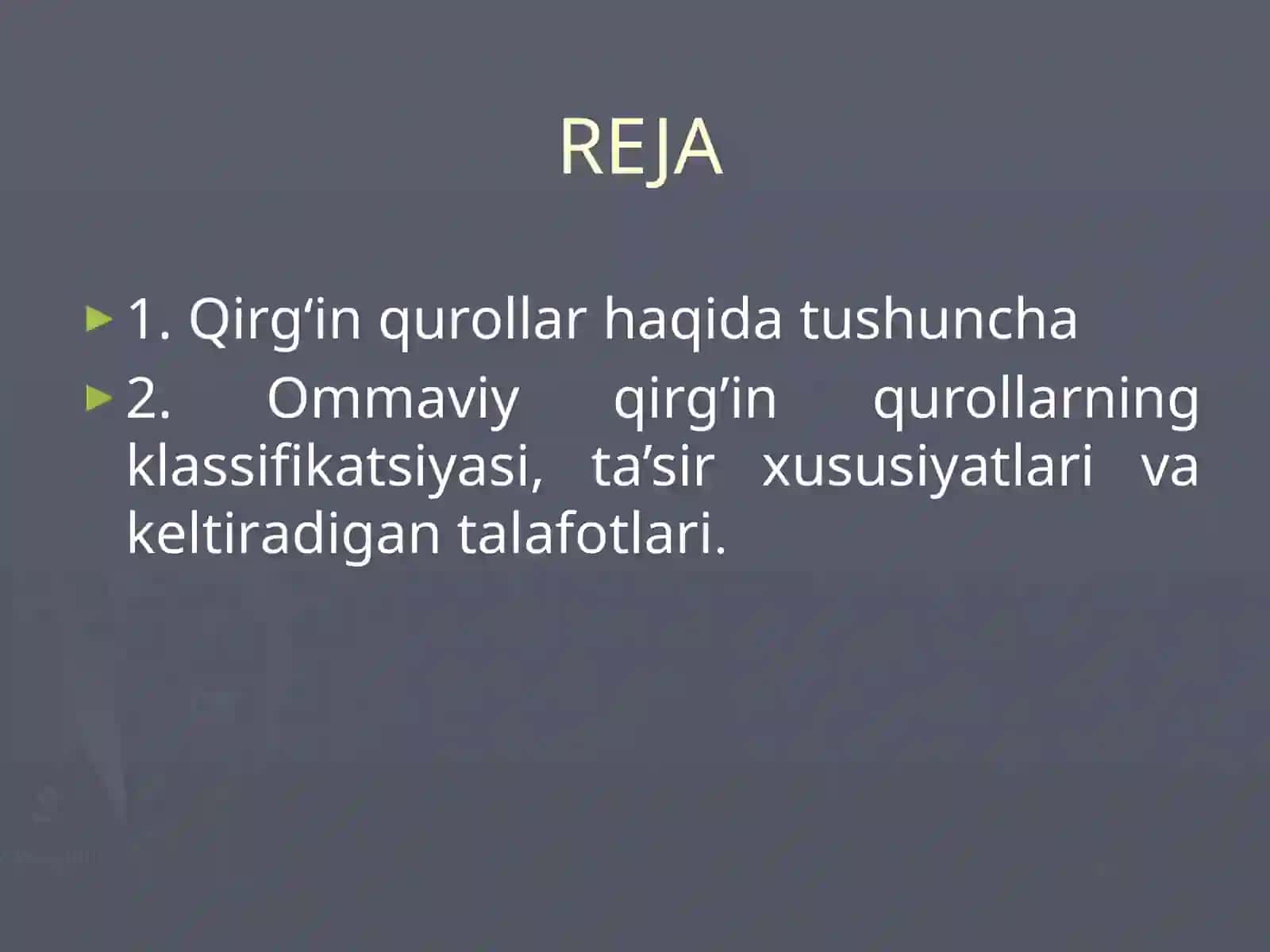 Ommaviy qirg‘in qurollar, ularning ta’sir xususiyatlari va talafotlari 2