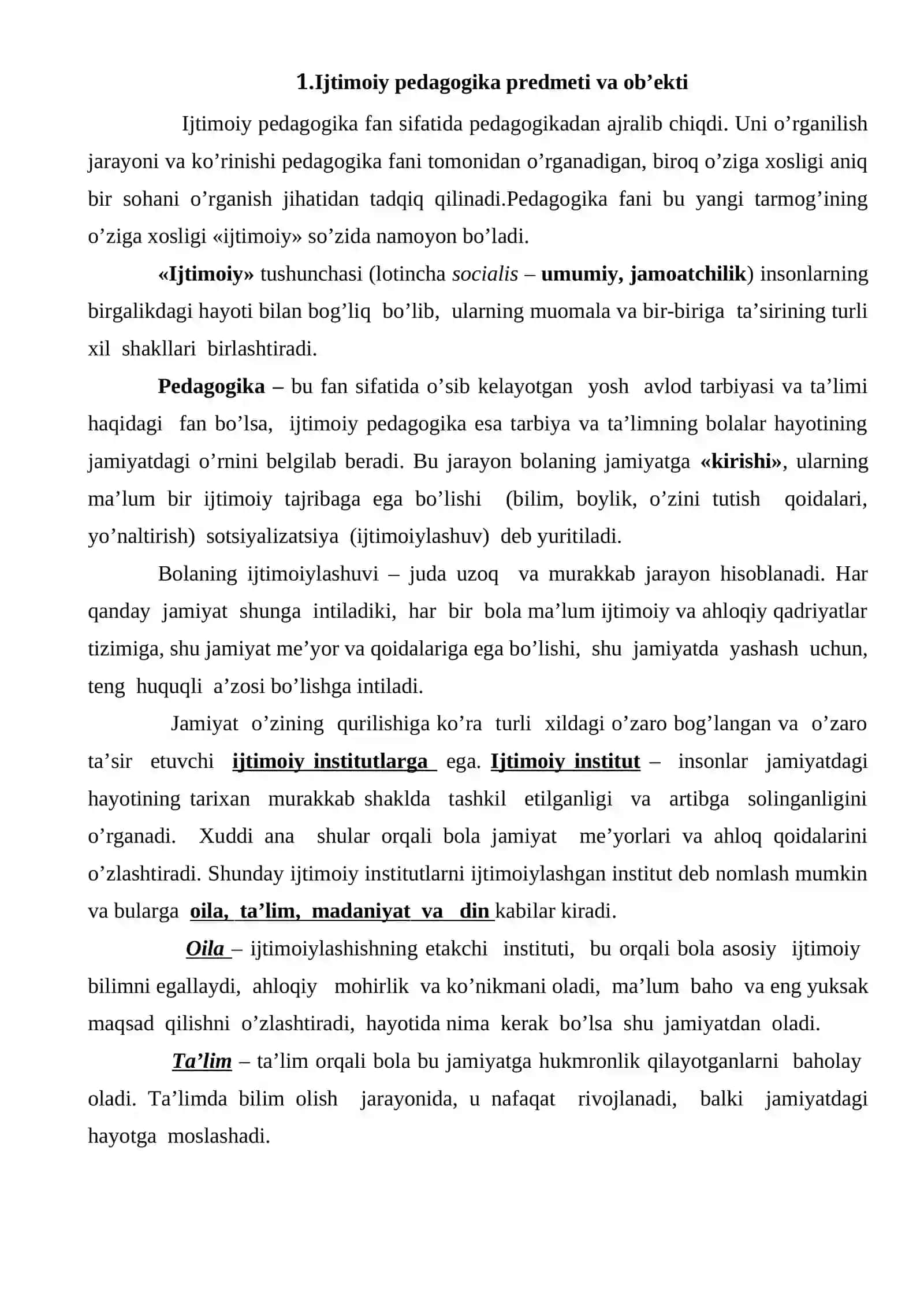Ijtimoiy pedagogika predmeti 2