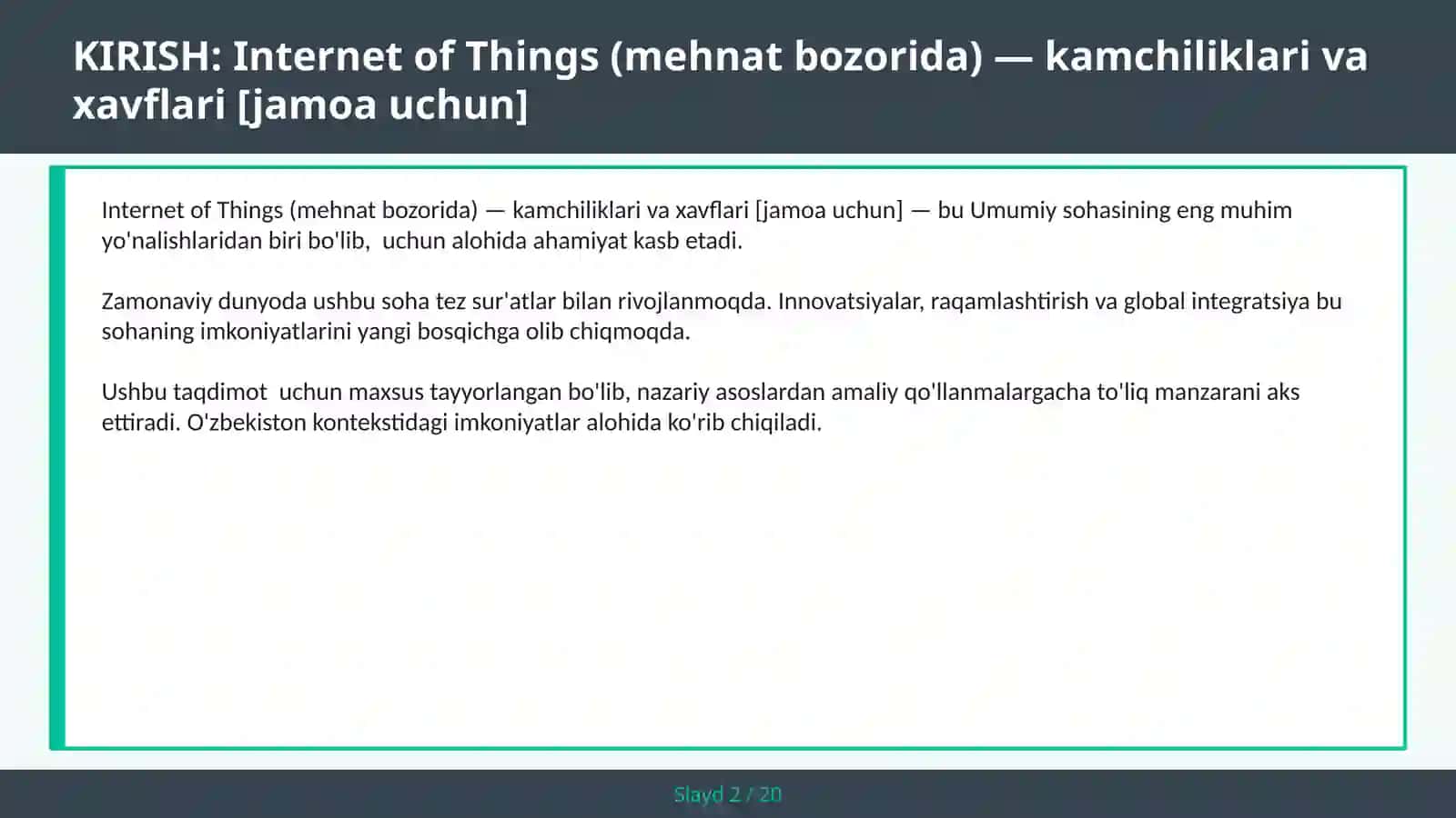 Internet of Things (mehnat bozorida) — kamchiliklari va xavflari [jamoa uchun] 2