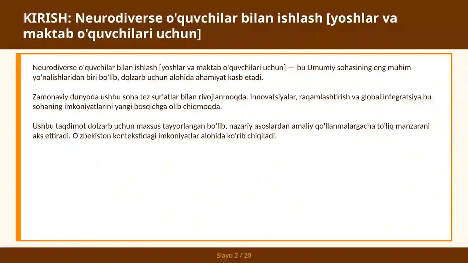 Neurodiverse o'quvchilar bilan ishlash [yoshlar va maktab o'quvchilari uchun] 2