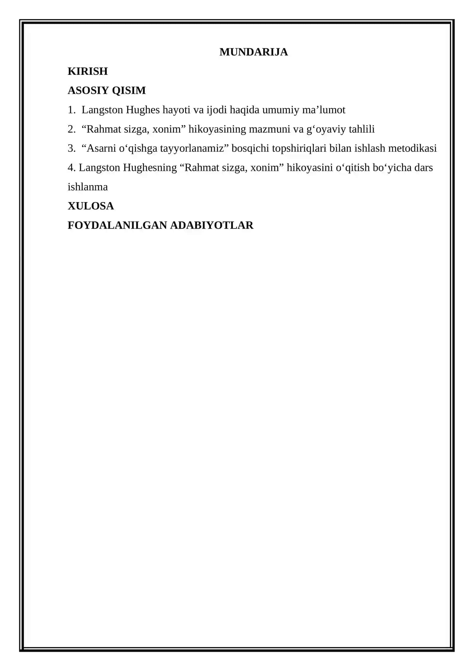 Lengston Hyuz “Rahmat sizga, xonim” hikoyasi Muallif hayoti va ijodi. “Asarni oʻqishga tayyorlanamiz” bosqichi topshiriqlari bilan ishlash 2
