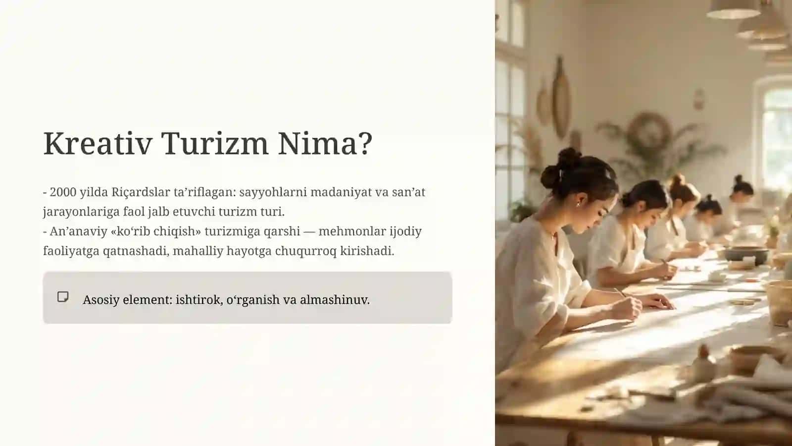 Kreativ Turizm Rivojlanish Bosqichlari 2