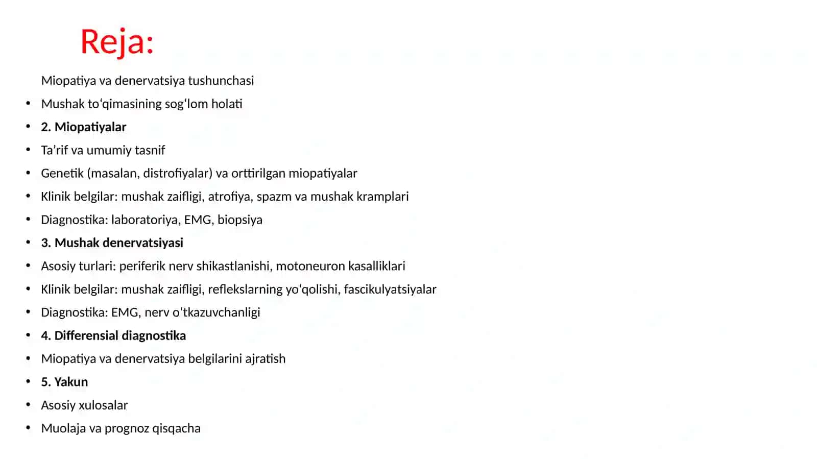 Miopatiyalar. Mushak denervatsiyasi 2
