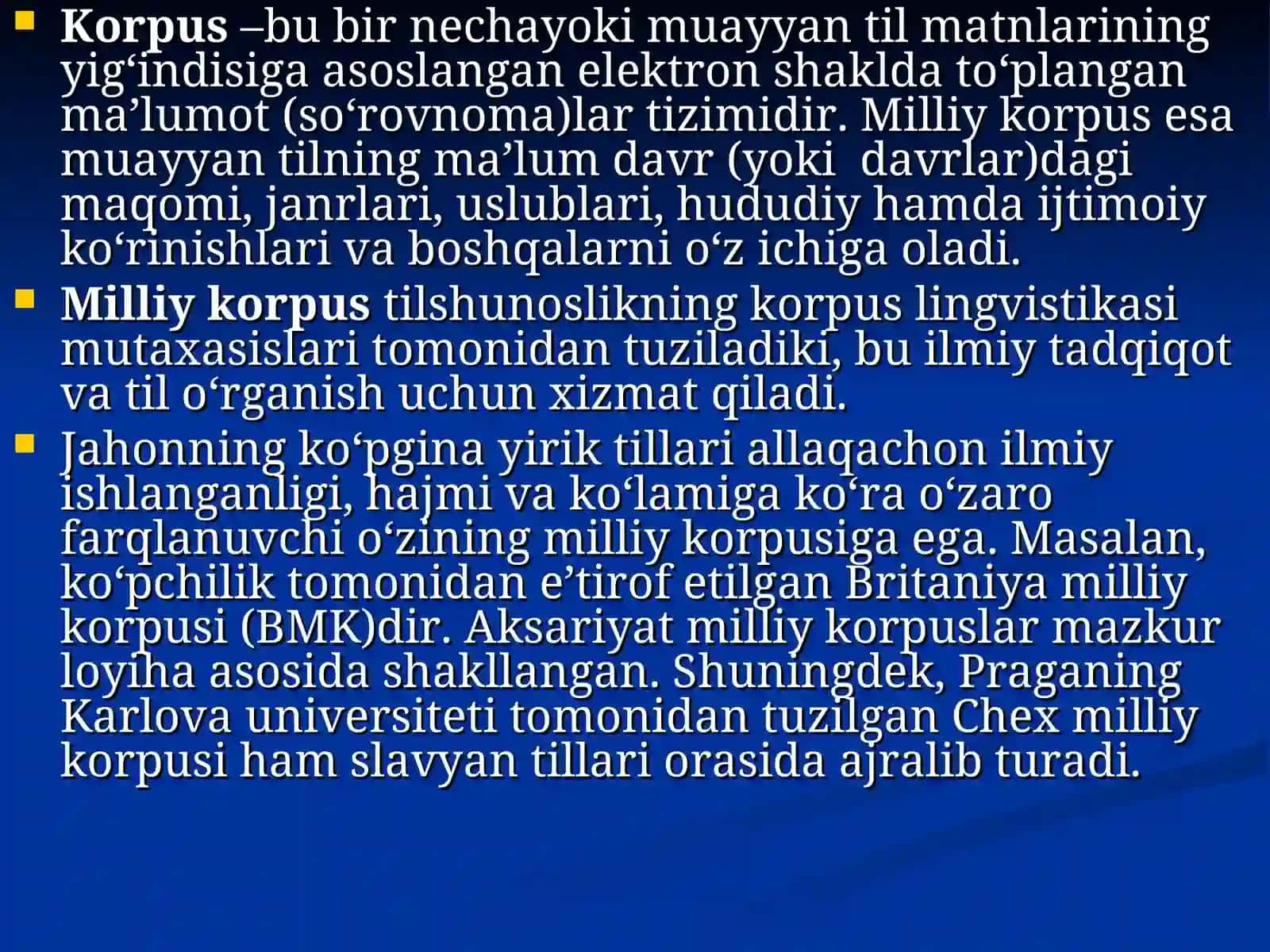 O`zbek tilining milliy korpusini yaratish muammolari 2