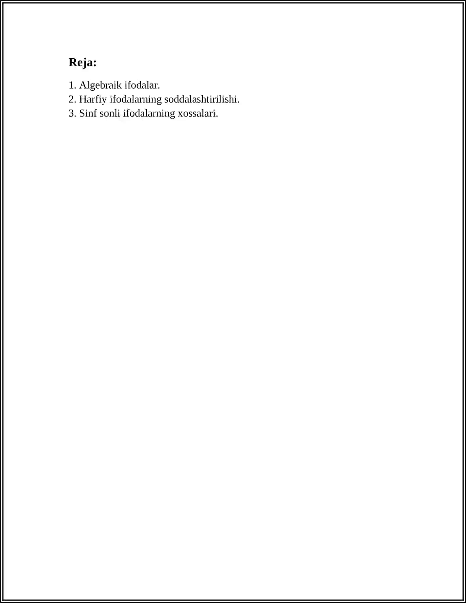 Algebraik ifodalar 2