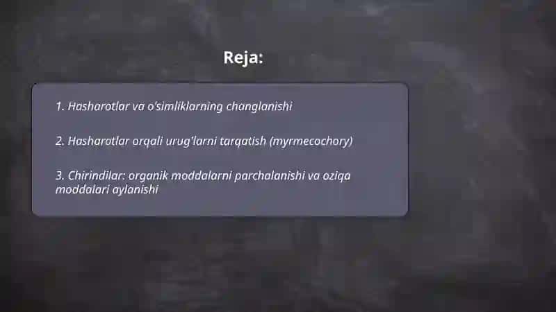 Hasharotlarning tabiatdagi ahamiyatlari 2
