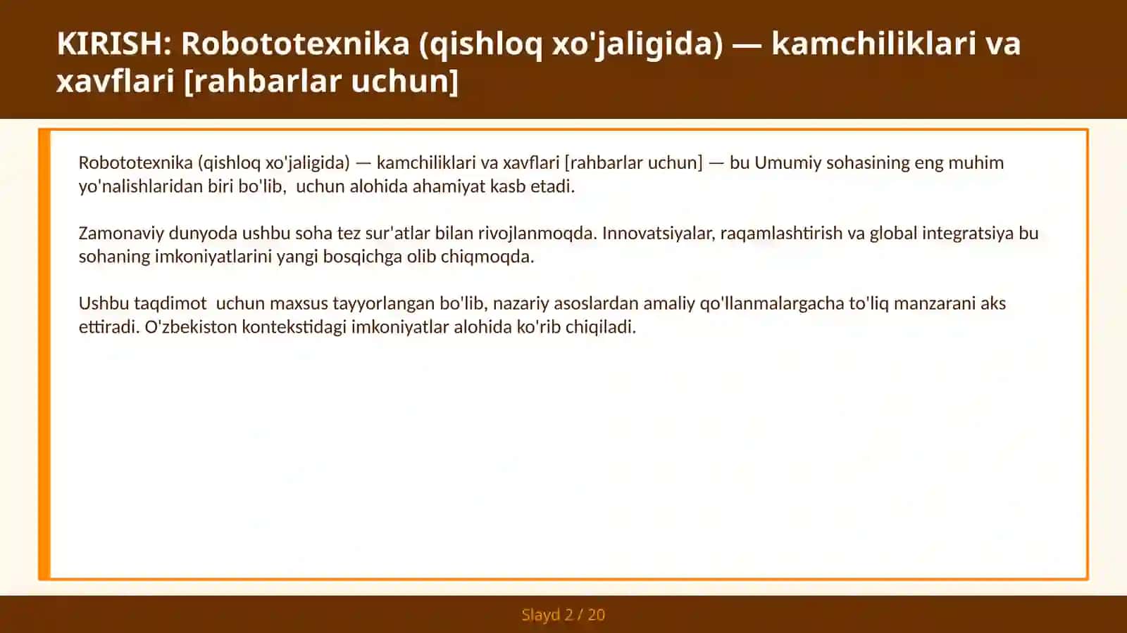 Robototexnika (qishloq xo'jaligida) — kamchiliklari va xavflari [rahbarlar uchun] 2