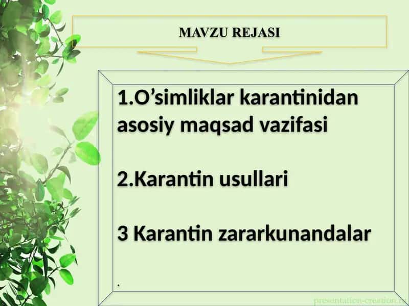 Qishloq xo’jaligi o’simliklarining karantini 2