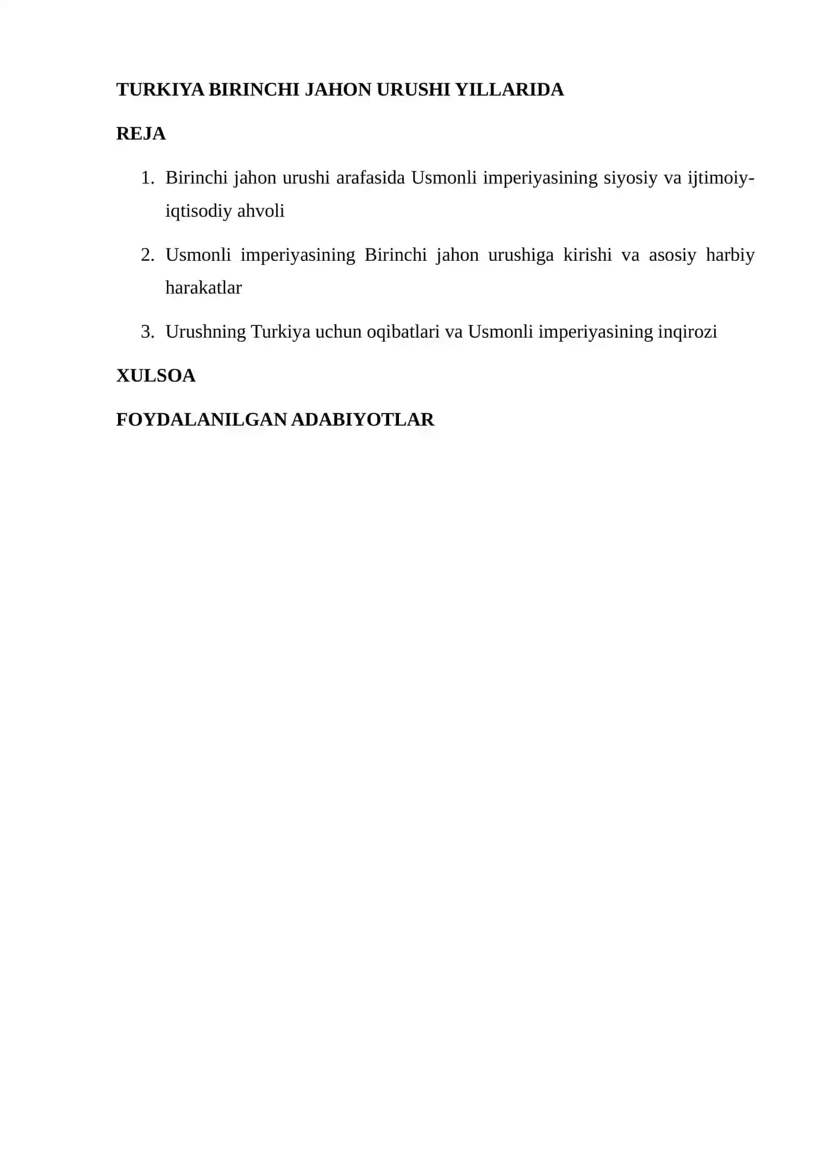 Turkiya Birinchi Jahon Urushi Yillarida Reja 2