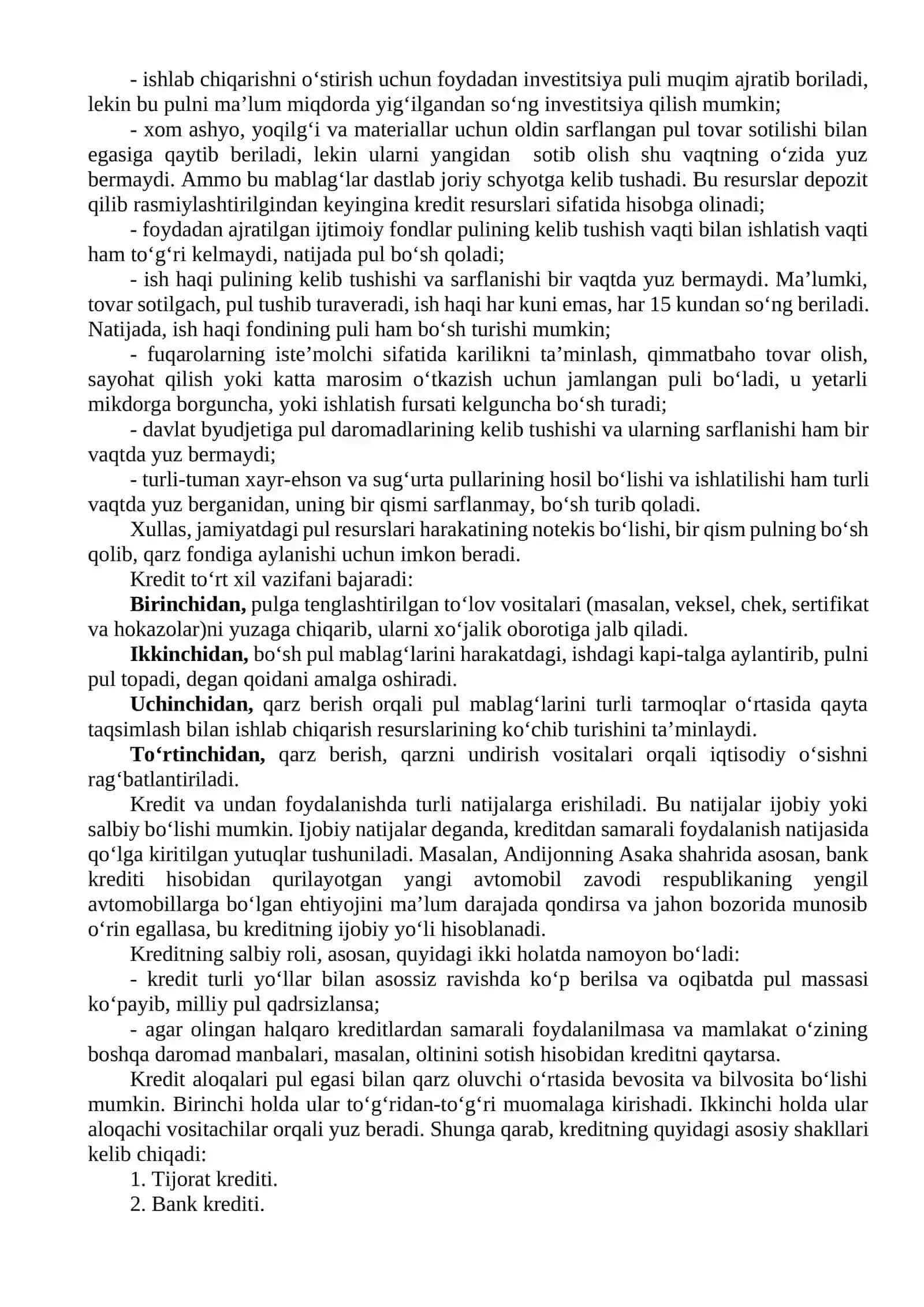 Kichik biznes va tadbirkorlikni kredit bilan ta’minlash shakllari 2
